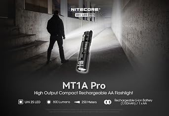 Nitecore MT1A PRO عالي الإخراج صغير قابل للشحن AA مصباح يدوي -800 لومينز