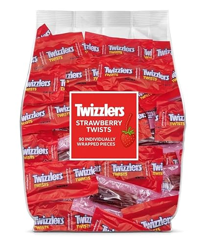 Classic Strawberry Licorice Twists – Individually Wrapped Soft Chewy Red Candy – 2 lb Bulk Bag (≈ 88 Pieces) – Perfect for Candy Buffets, Favors & Sharing