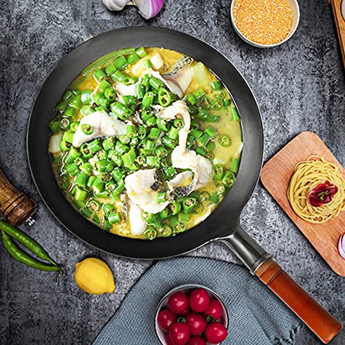 Wok tradicional chino de hierro con mango de madera 30cm miniatura 2