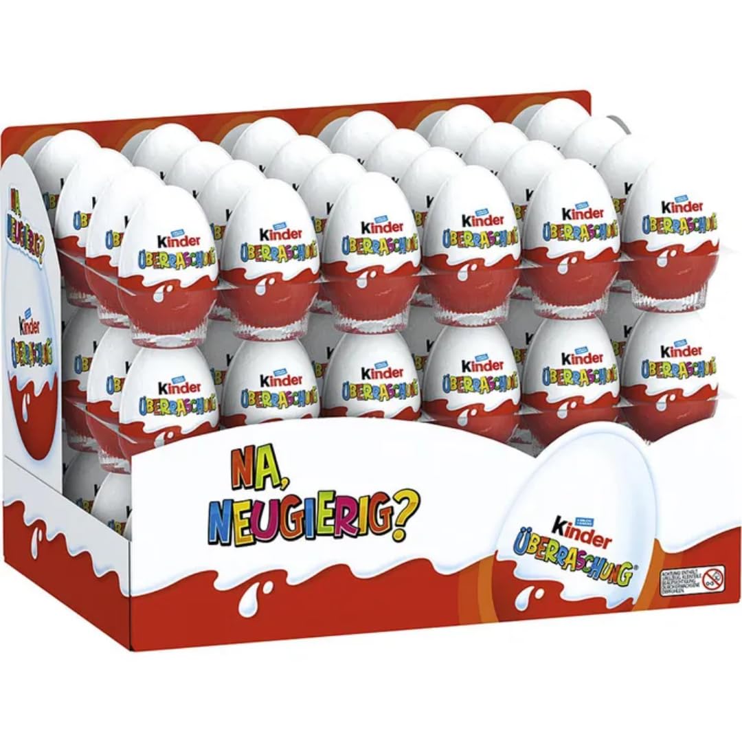 Kinder Schokoeier Überraschung Classic, Vorratspack, 20 Gramm x 72 Stück mit Pufai Grocery