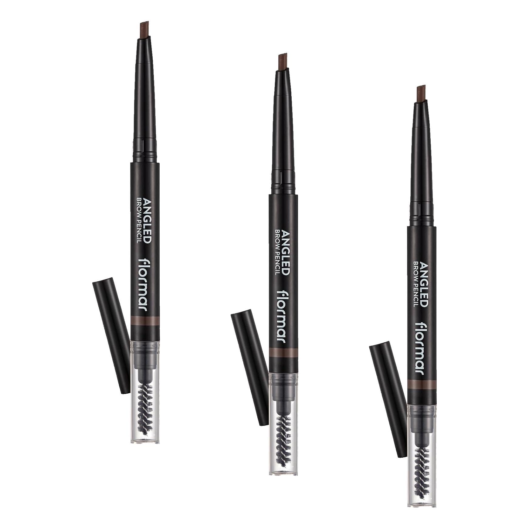 Angled Brow Fırça Başlıklı & Asansörlü Ucu Açılı Kaş Kalemi (3 paketi)