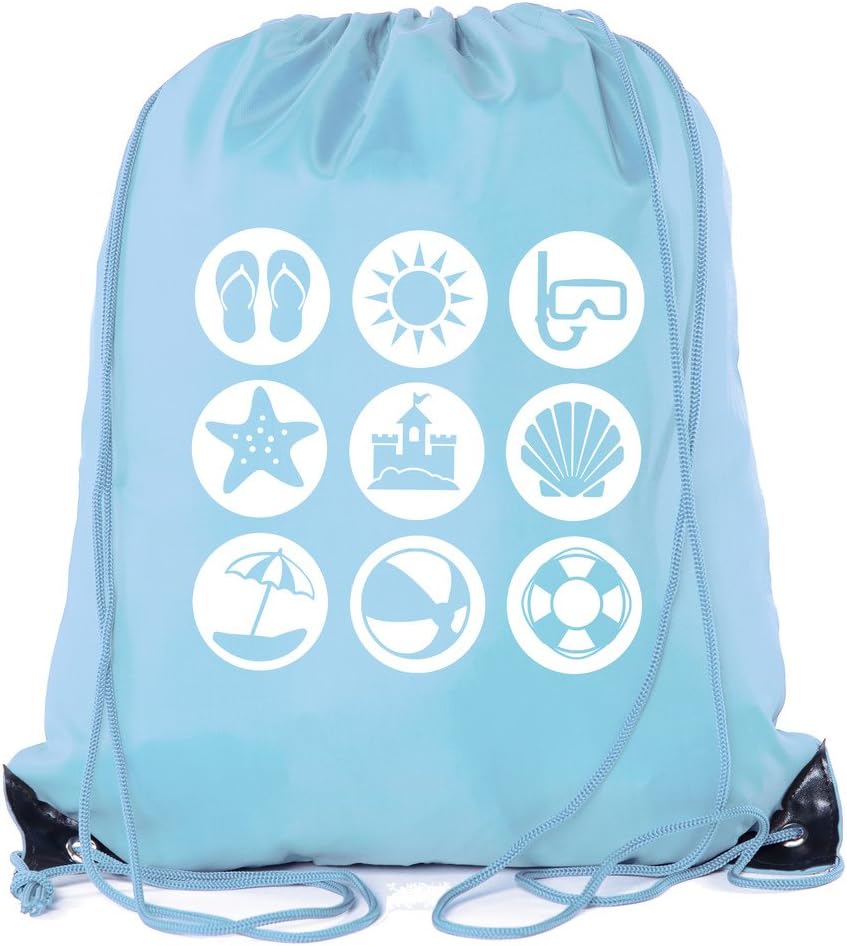 Mato & Hash Summer Pool and Beach Party Drawstring Backpacks - 10PK Baby Blue CA2500Summer S3