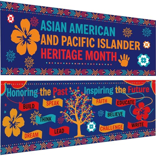 2PCS 48In Asian Pacific American Heritage Month Banner Backdrop AAPI Heritage Month Bulletin Board Asian American and Pacific Islander Heritage Month Background for AAPI Party Supplies(AAPI)