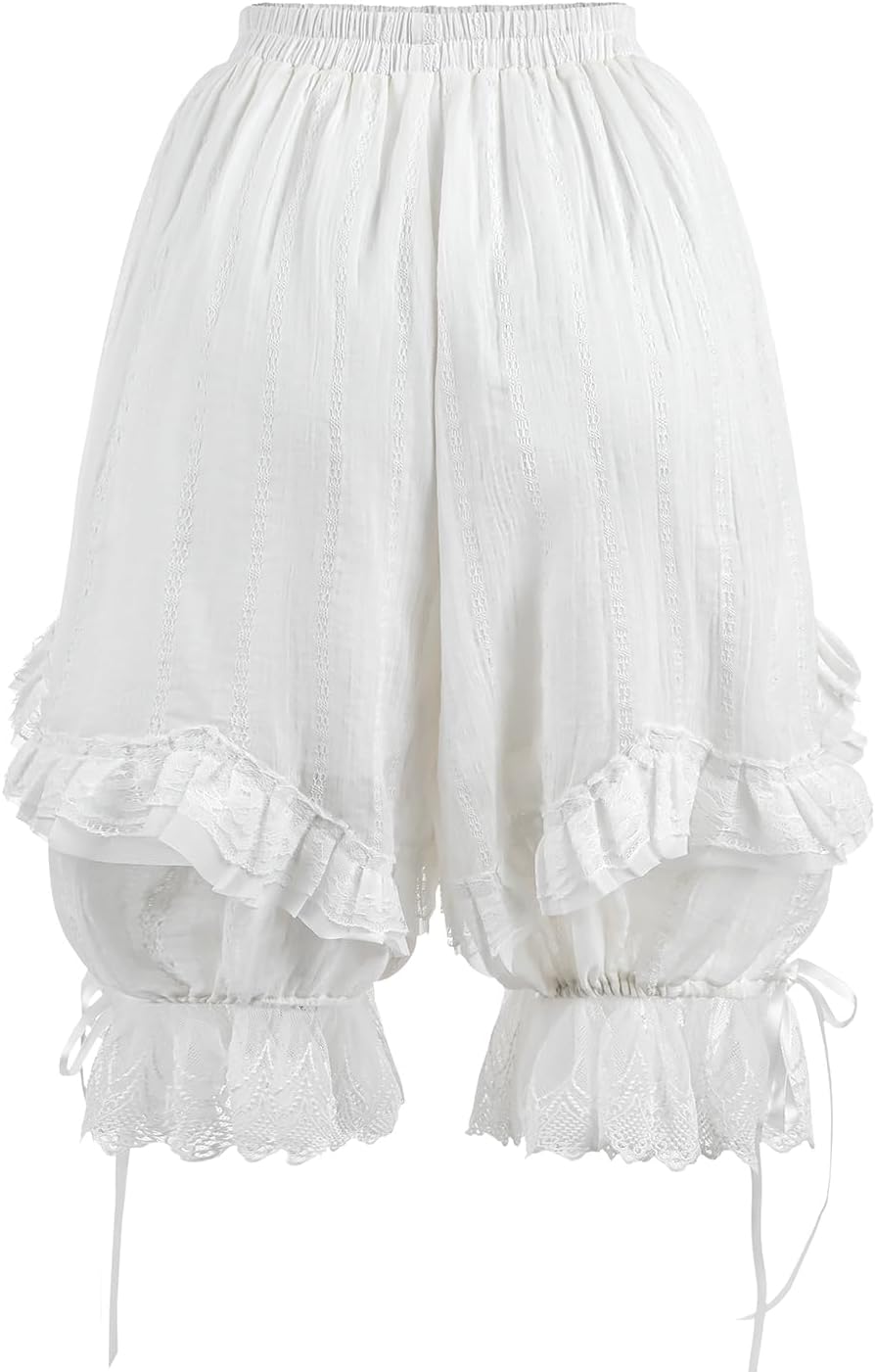 CR ROLECOS Pantaloons Women Lolita Bloomer Victorian Ruffle Lace Pumpkin Pants - Image 3