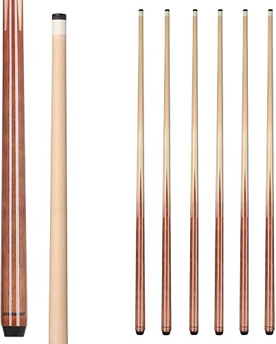 Miniatura 8 de Juego de 6 palos de billar de 36 pulgadas, 42 pulgadas, 48 pulgadas, 52 pulgadas, 57 pulgadas, 0.512 in, puntas de arce y maras, palos de billar de