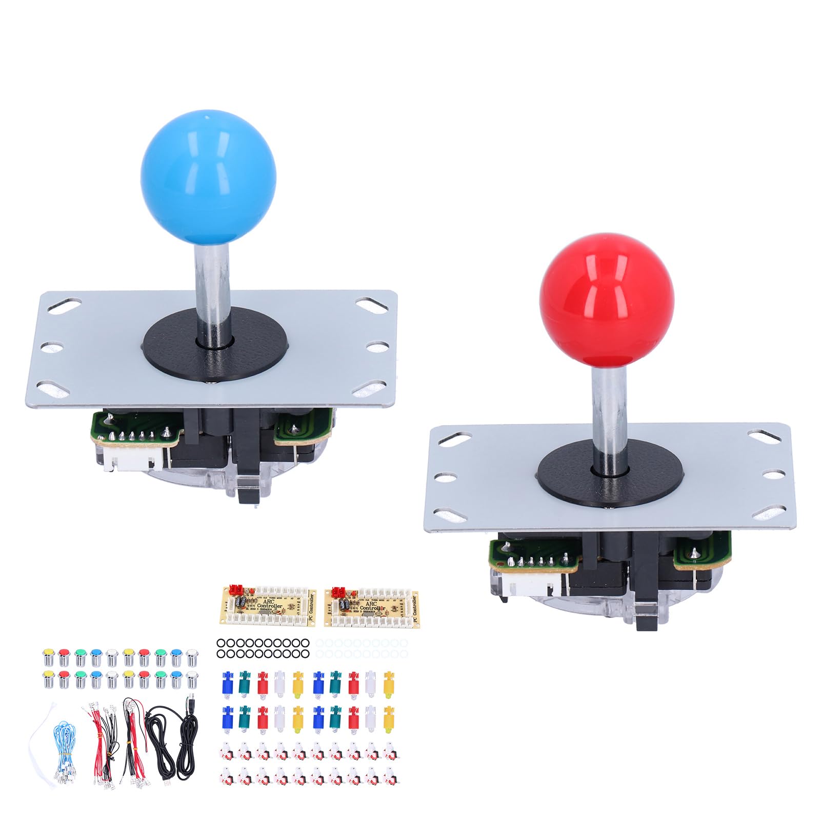 Przyciski LED do Gier Arkadowych Akcesoria do Joysticków do Gier Komputerowych 5 V, Wysokiej Jakości Zestaw Części do Arkadowych DIY do Systemu Bez Programowania, Zestaw Galwanicznych