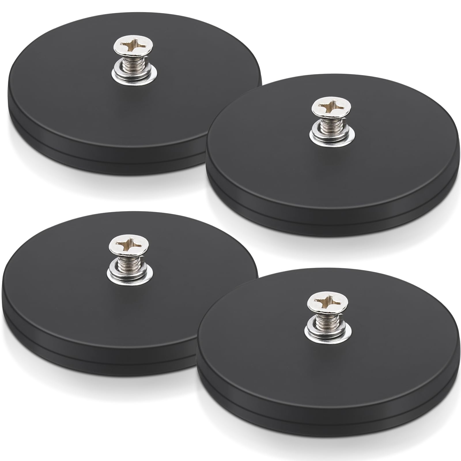 Neodym Magnete Gummiert, Magneti al neodimio gommati, potenti magneti gommati antiscivolo, forza di tenuta 30 kg Ø 66 mm con filettatura interna M6 Base, 4 pezzi