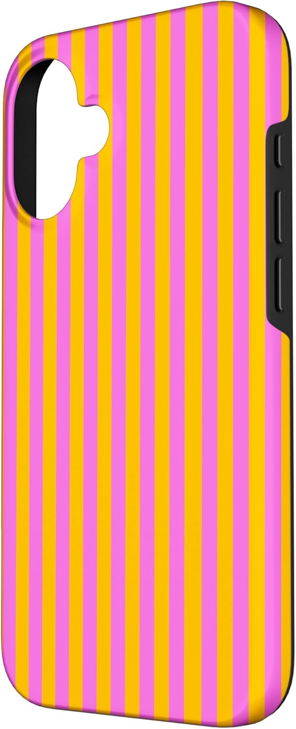 Yellow and Pink Stripes Geometric Vertical Lines Pattern Case for iPhone 16