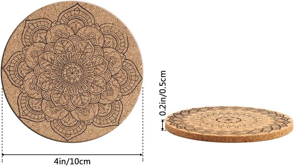 Soleebee Cork Coasters for Drinks, Reusable Cup Mat Round Cork Coasters Set for Home, Office, Bar, Restaurant - 4 Inches (Pack of 9)