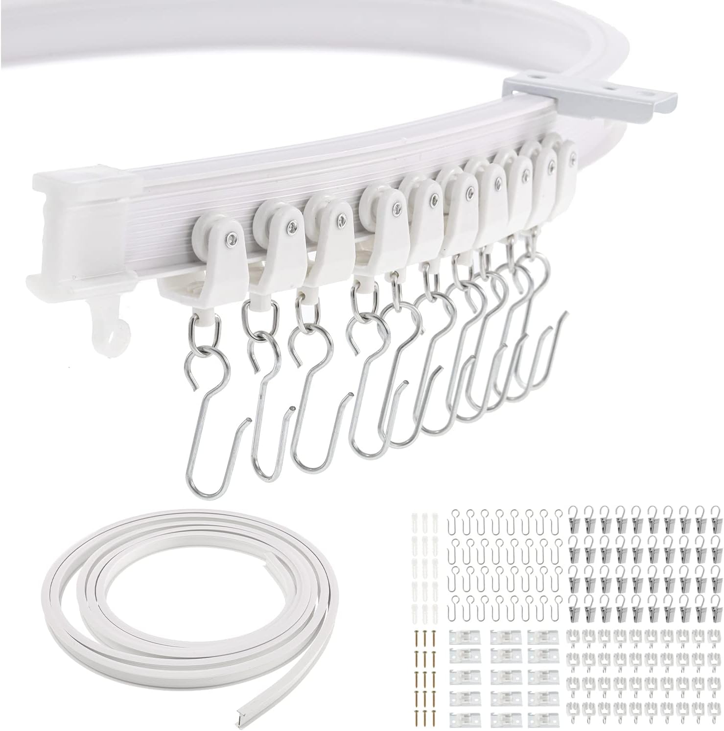 DynaLiving 9.8FT/3M Flexible Bendable Ceiling Curtain Track,Curved