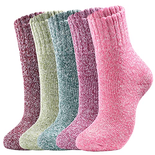 Image of Wool Socks for Women - Womens Wool Socks Winter Sock for men Warm Thick Knit Soft Vintage Casual Crew Sock