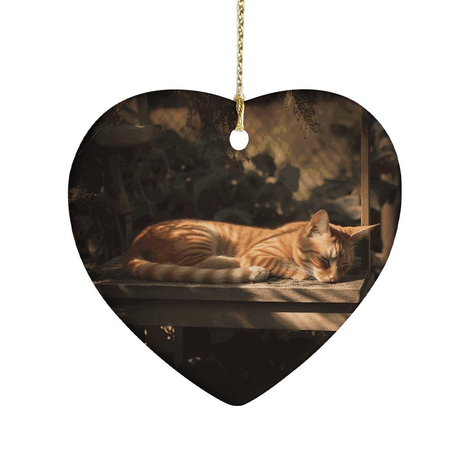 Fekiloot Style Orange Cat Sleeping Ceramic Ornament Home Decor Keepsake