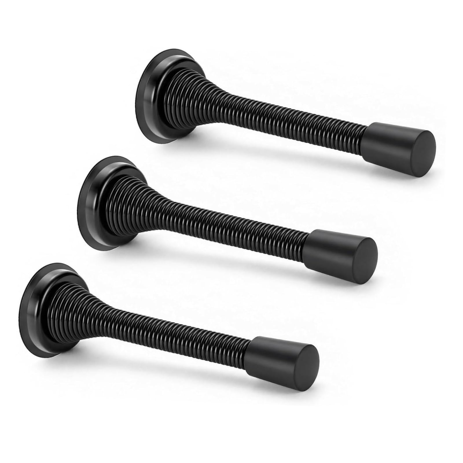 3 Pack Black Wall Mounted Door Stop,Nickel Stainless Steel Door Stopper