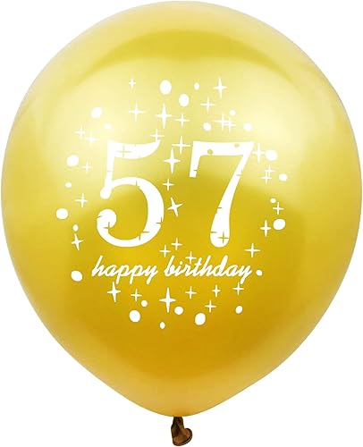 Miniatura 2 de SHUNTAI Globo de cumpleaños número 57 dorado y negro, decoraciones de cumpleaños 57 para hombres y mujeres, globos de látex con confeti de 57 años,