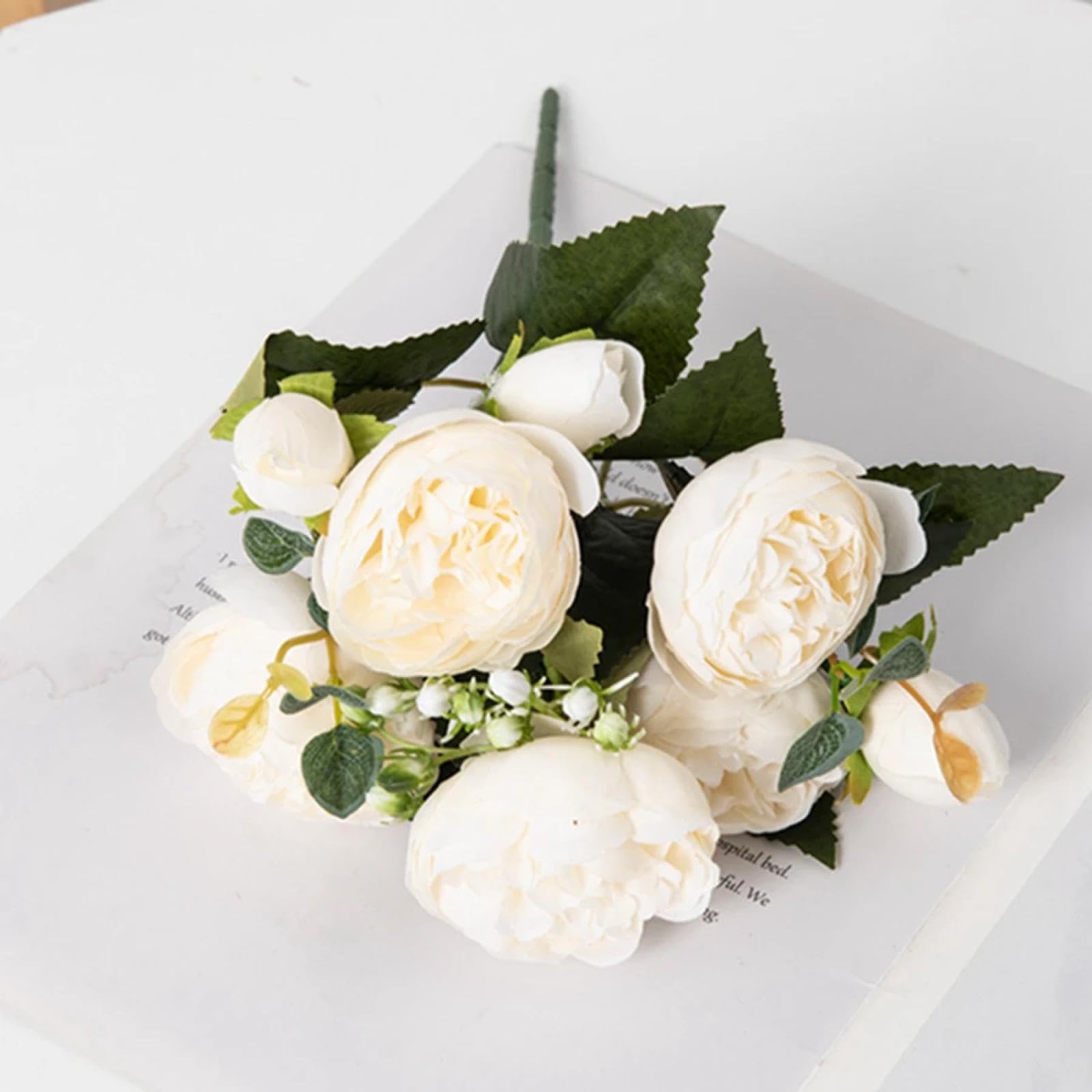 Pivoines de mariage en soie, lot de fleurs blanches pour création