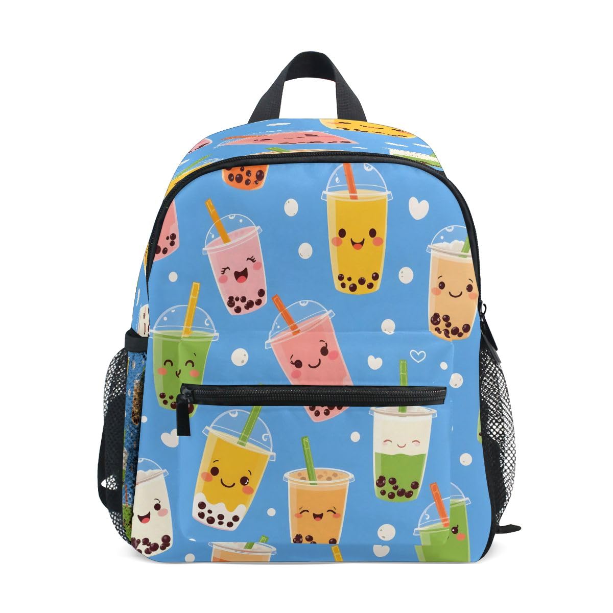 Bubble Tea Beverage Cassava Pearl Straw Pattern Toddler Backpack, Boy Backpack Preschool Bag Kindergarten Schoolbag Nursery Travel Bag for Girl