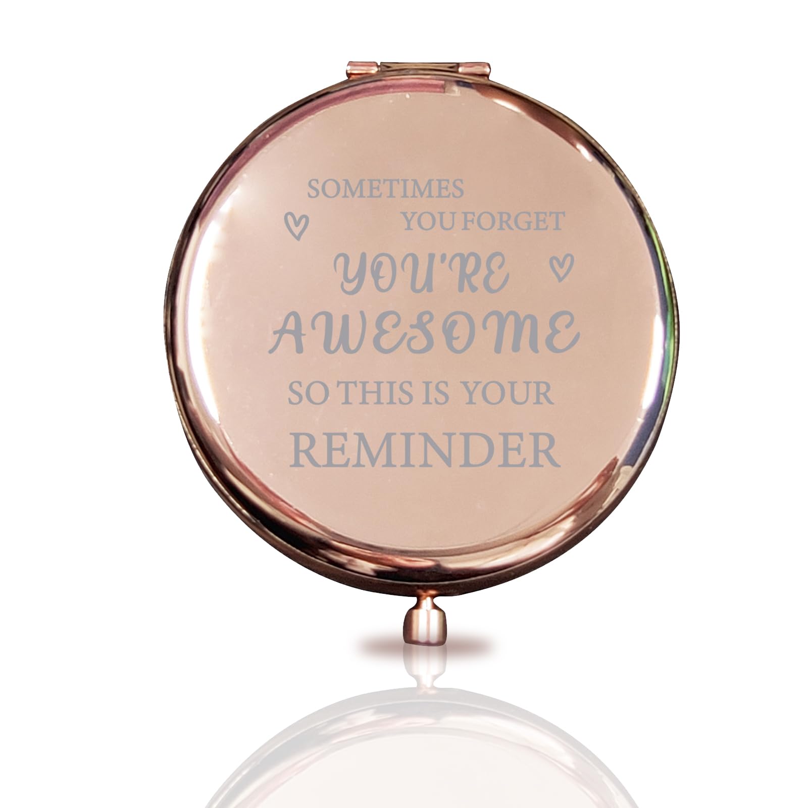 Compact Mirror for handbag, Portable Pocket Mirror with a Gentle Reminder Foldable Mini Mirror Birthday Gifts for Her Gifts for Women Girls Birthday Presents Wedding Anniversary Valentines Christmas