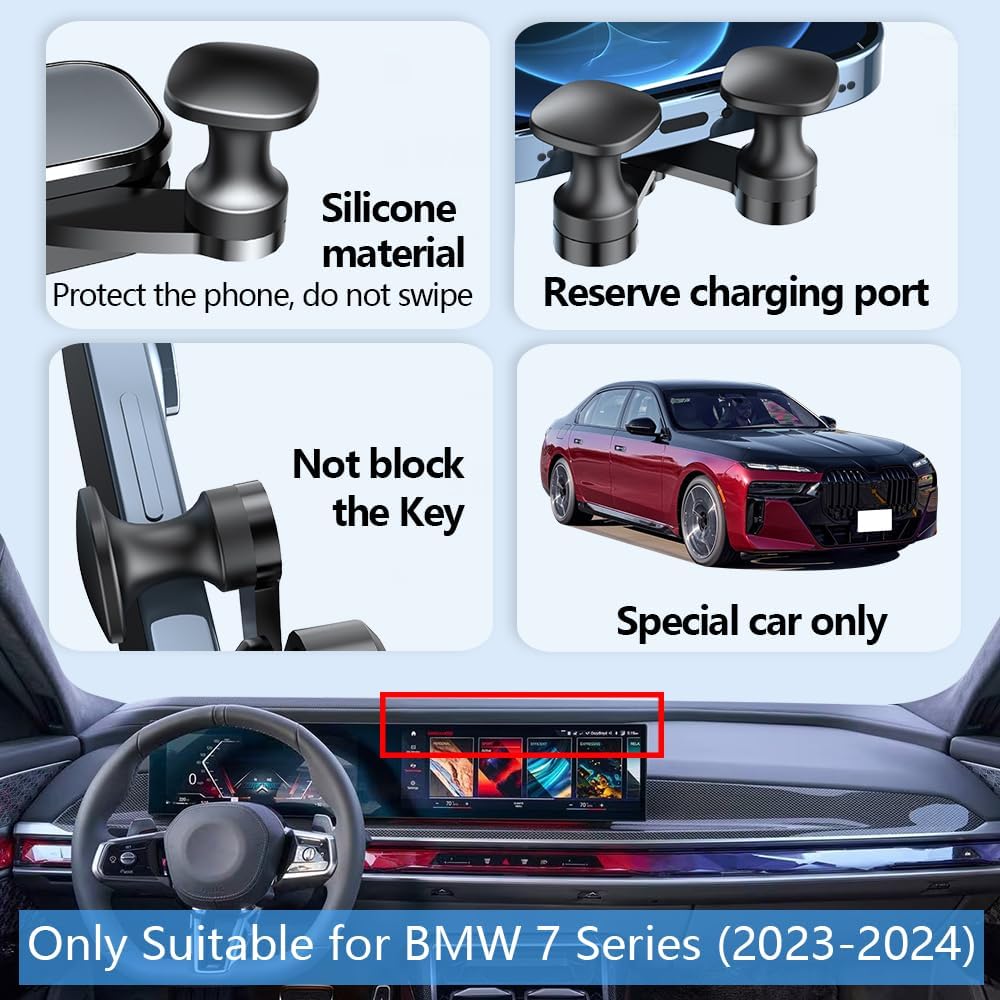 Car Phone Holder Mount for BMW 7 Series 2023 2024 2025 740i 760i xDrive BMW i7 M70 Auto Accessories Navigation Screen Bracket Interior Decoration Mobile Cell Phone Mount