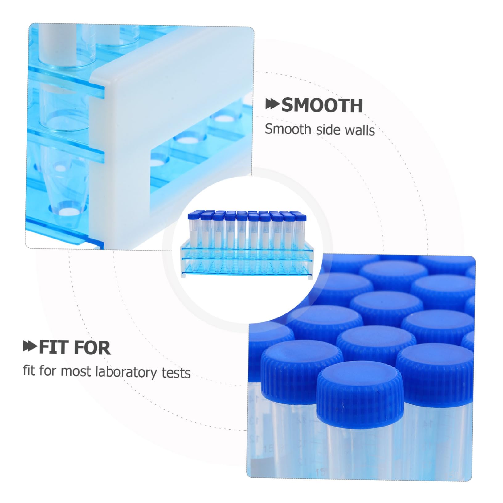 Tubo de Ensayo de 15ml de Plástico Azul con 2 Soportes