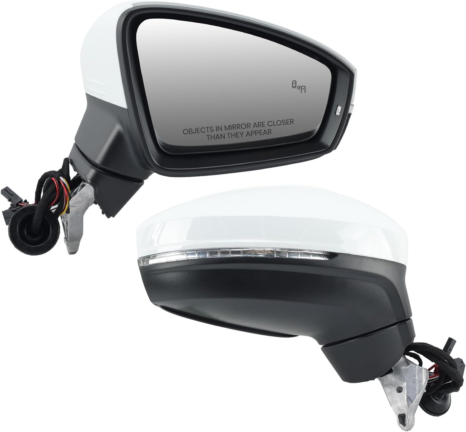 Right Passenger Side Mirror Compatible with Volkswagen Tiguan 2018 2019 2020 2021 2022 2023 2024 2025 Electric Heated with Turn Signal with Blind Spot 6+2 Pins (White)