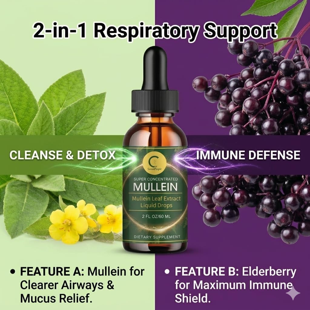 Mullein Drops for Lungs with Elderberry Liquid Tincture, 2 FL OZ — Amazon image 2