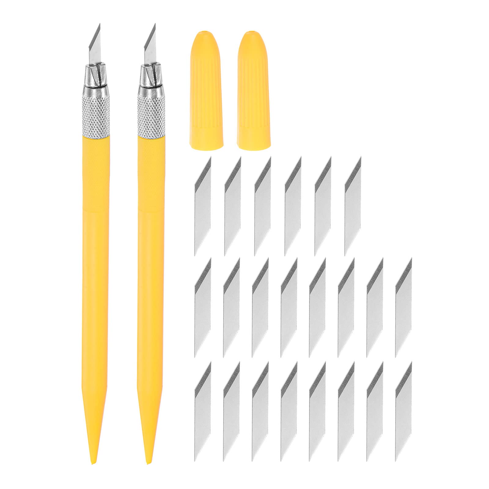 uxcell Art Craft Knife Set, 2pcs Carving Knife with 24pcs Spare Metal Blade for Scrapbooking Stencil Hobby DIY, PVC Plastic Handle, Black (2 Set) — Amazon image 10