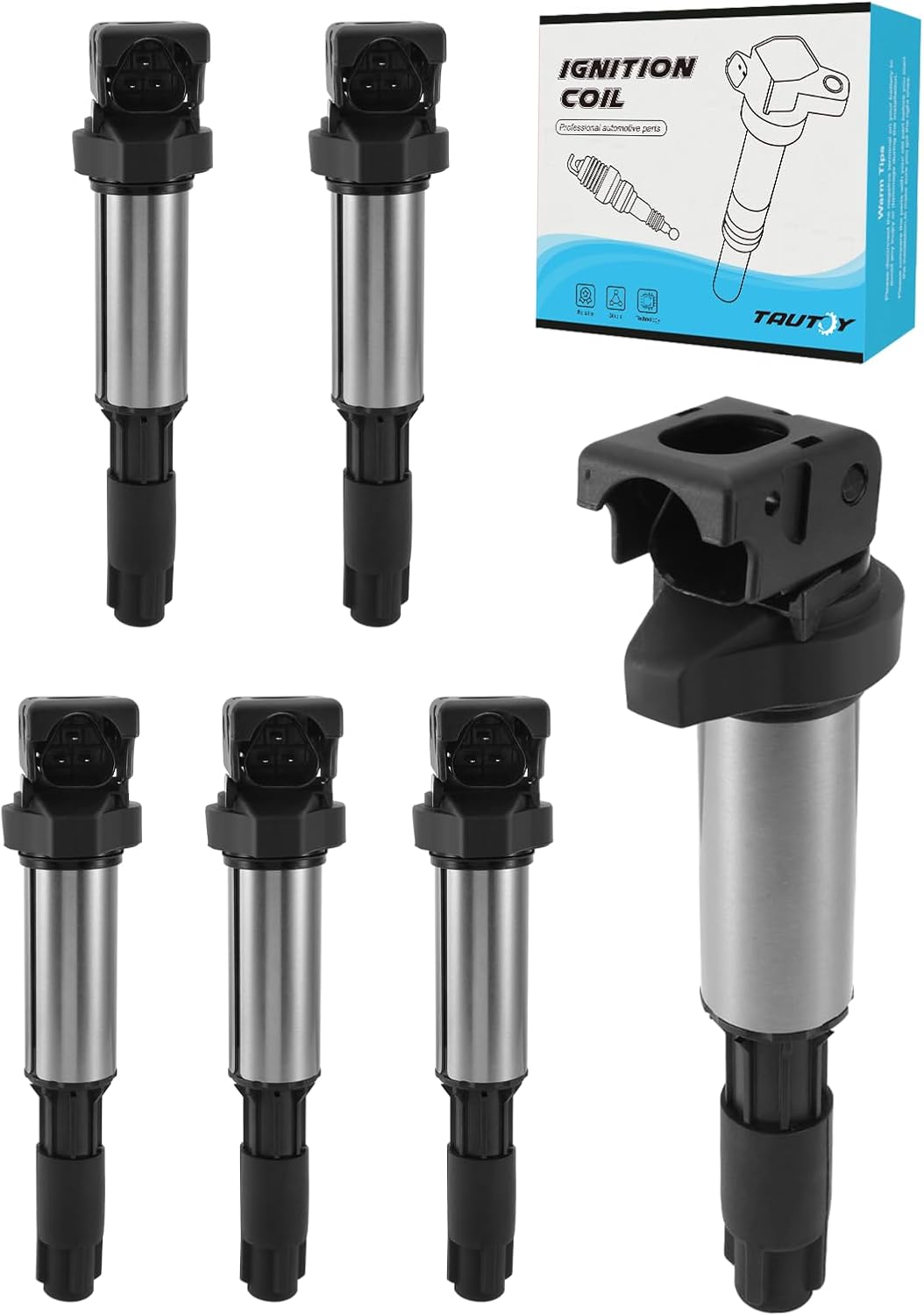 Set of 6 UF522 Ignition Coil Pack (2.5 3.0L) 2001-2008 For BMW 320i 325Ci 325i 325xi 330Ci 330i 330xi 525i 530i 760i 760Li M3 X3 Z3 Z4,Replace # UF515 UF44 12137551260
