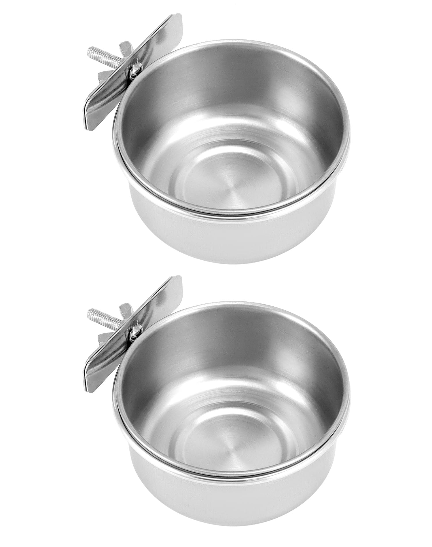 QWORK® Juego de 2 Cuencos Pájaros Jaula, Comedero Pajaros de Acero Inoxidable, Accesorios para Loros y Mascotas Pequeñas (10X4,5 cm)