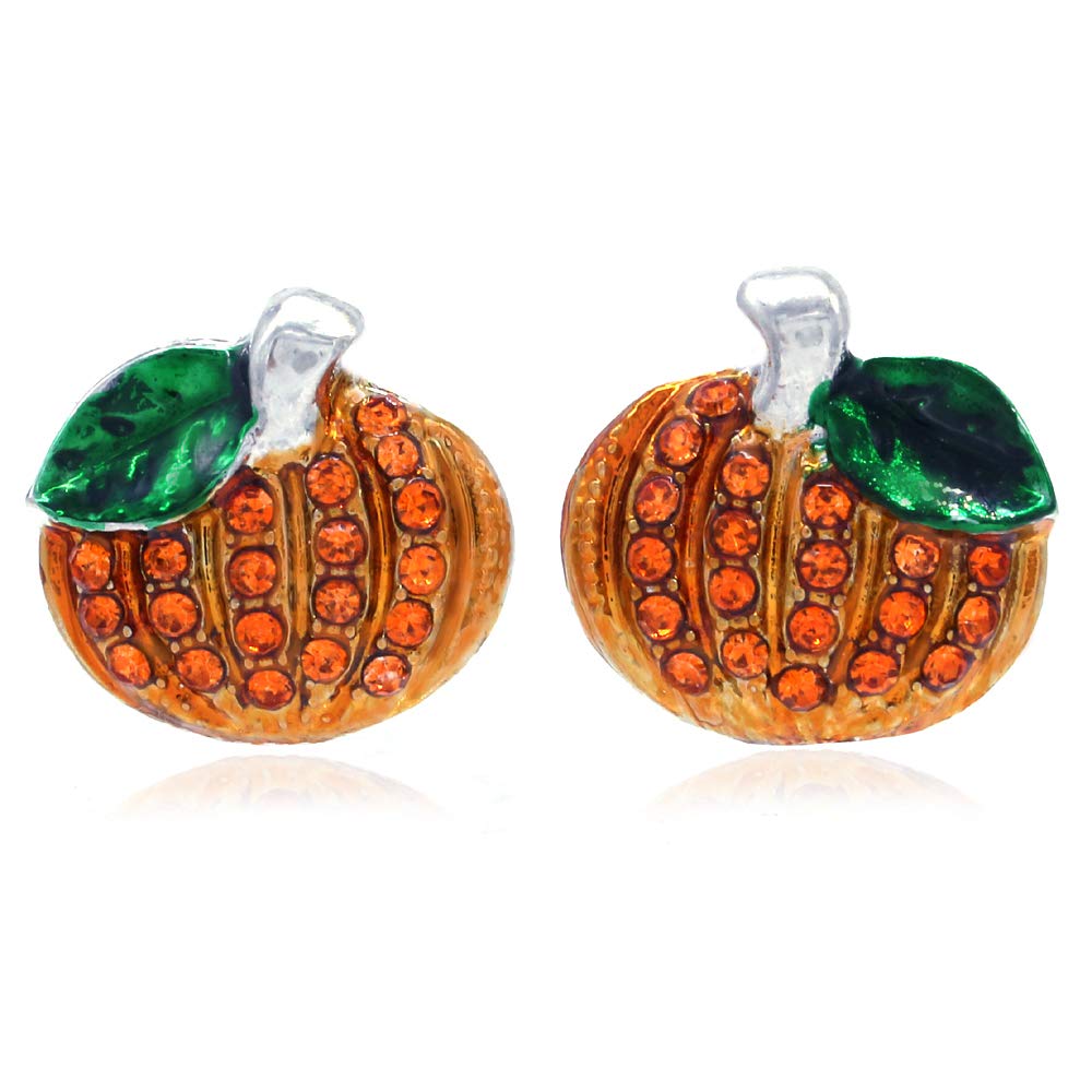 SoulBreezeCollection Small Cute Happy Halloween Fall Thanksgiving Pumpkins Pierced Earrings Jewelry