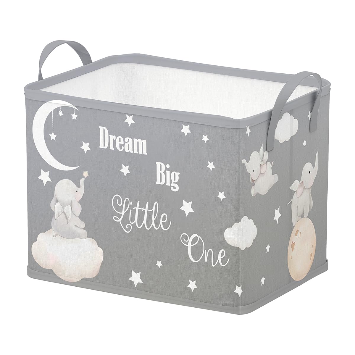 Runtoo Elephant Animal Nursery Decor Baby Basket Dream Big Little One Baby Shower Decorations Gift Basket Toddler Toy Box Laundry Hamper Closet