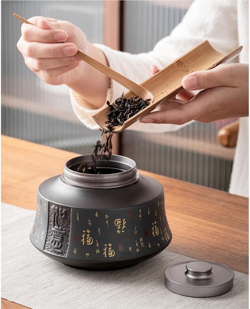 SONGCHAO Sugar Jar Bulk Tea Storage Jar Household Purple Sand Ceramic Sealed Canned Tea Jar Chinese Storage Jar Large Tea Box Tea Canister (Color : C)