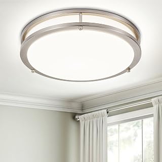 DLLT 13 Inch Flush Mount LED Ceiling Light 24W Dimmable 5CCT 3000K-6000K Brushed Nickel for Bedroom Kitchen Hallway