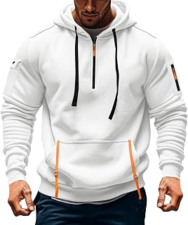 Half Zip Hoodie Men,Men'S Cargo Hoodies Quarter Zip Pullover Vintage Workout Running Active Sweatshirt With Pockets