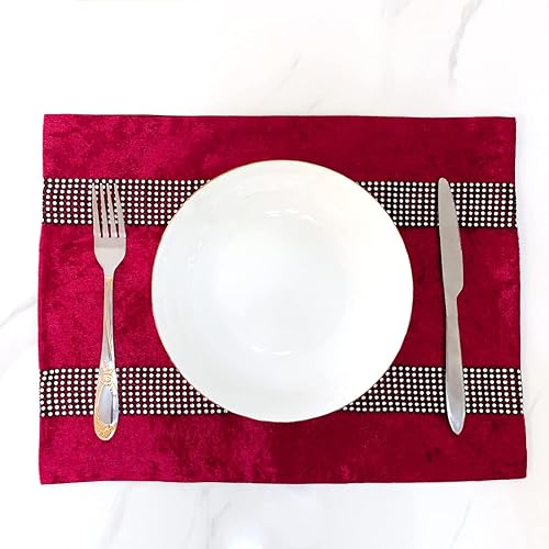 HeMiaor Christmas Placemats Set of 4 Silver Sequins Rhinestones Gorgeous