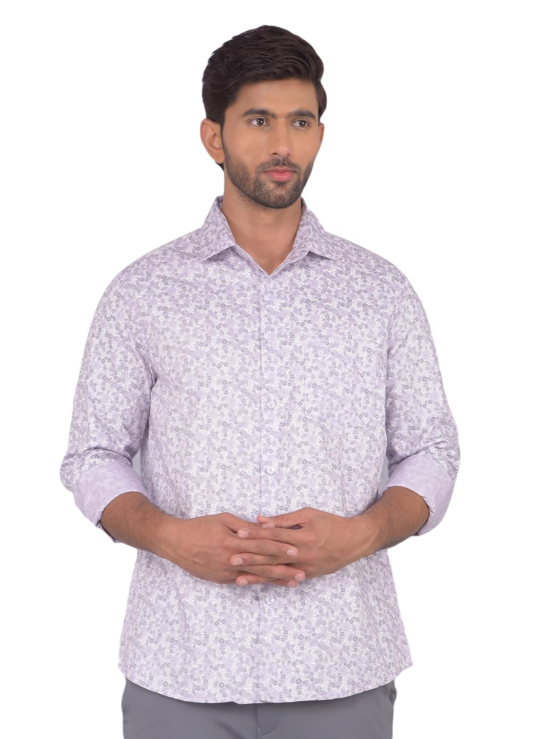 Crimsoune Club Men's Purple Floral Print Shirt-image-48