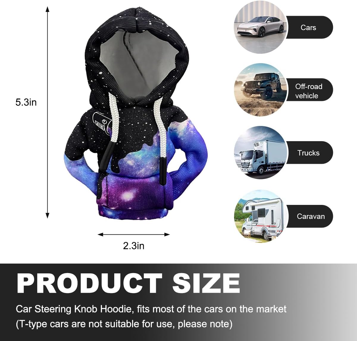 DXNQ Car Gear Shift Hoodie Cover, Fashionable Gear Shift Knob Hoodie Protector, Upgraded Funny Gear Shift Hoodie Decoration for Most Manual Shift Knobs, Interior Car Accessories (Starry Sky) image 2