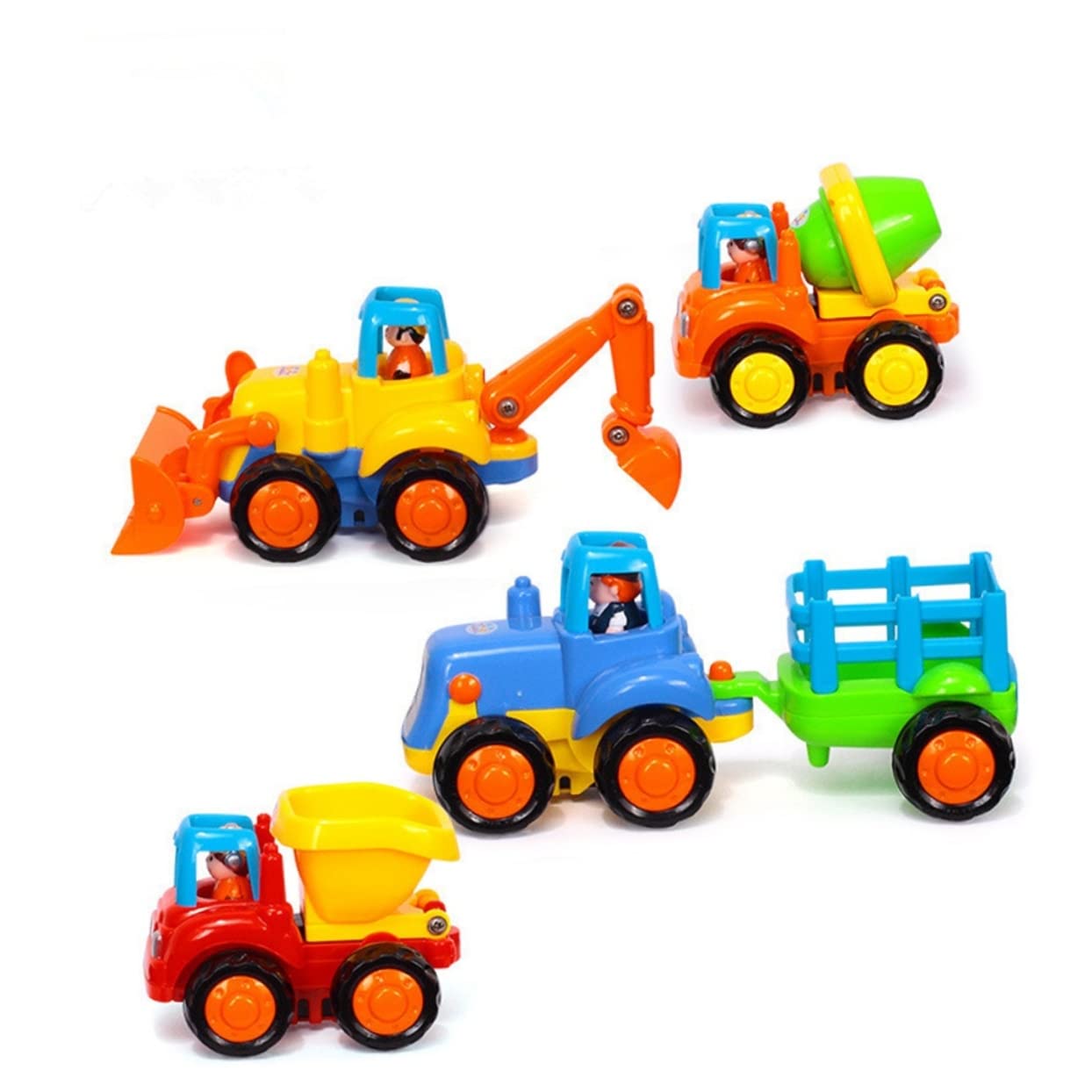 GARVALON Jouet Voiture à Friction en Plastique pour Garçon et Filles, Véhicule D'ingénierie Éducatif Fonction Pull Back and Go, pour Fête et Éveil des Bébés Plusieurs Styles