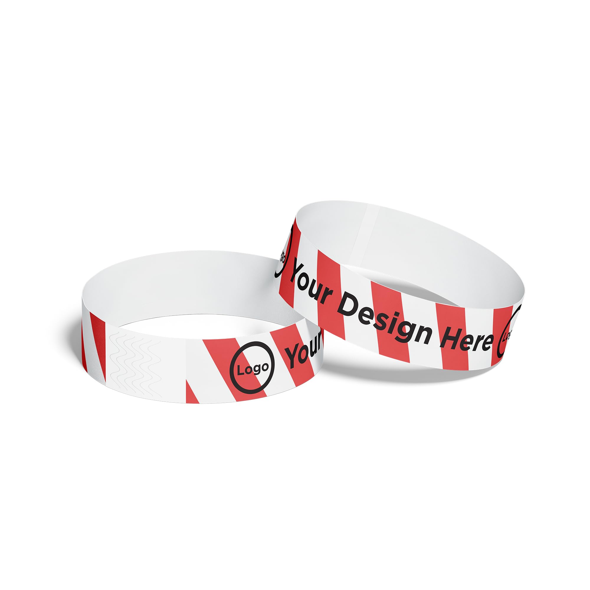 ID&C Printed Striped Tyvek Paper Event Wristbands – 1000 Numbered Tamper Proof Security Wristbands for Events, Entry & Festivals – Tomato Red and White Stripe