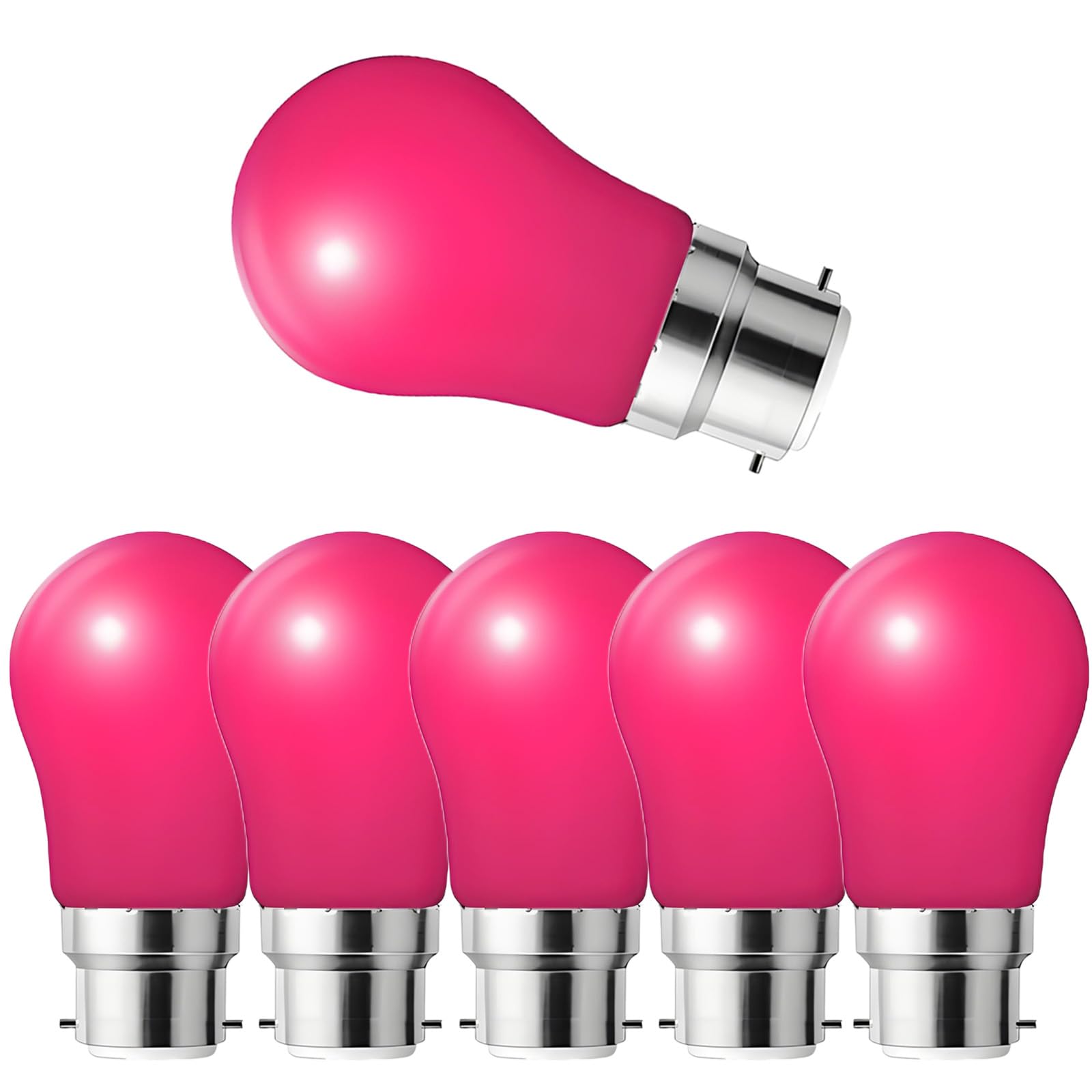 HUAMu B22 Bayonet Coloured LED Bulbs 3W, Equivalent 30 Watt Incandescent, AC 230V, Decoration for Outdoor Indoor String Wedding, Party, Christmas,Pink, Pack of 6