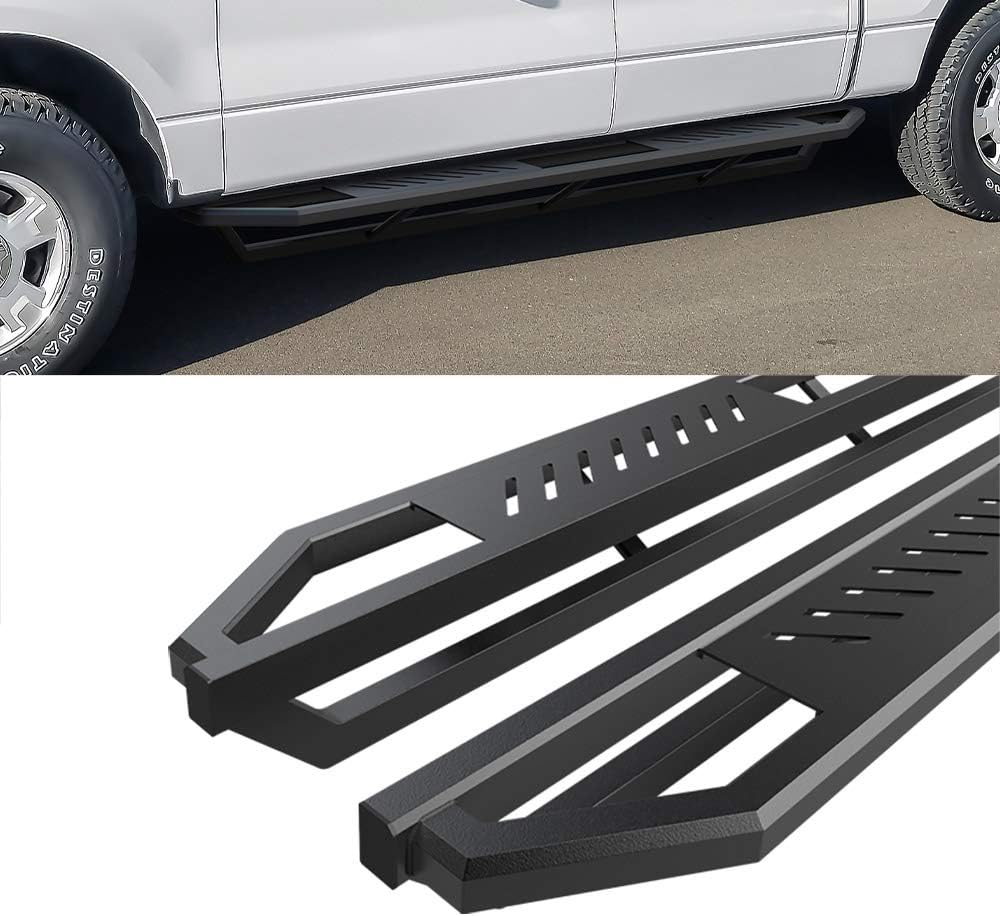 HD Ridez Hybrid Rocker Steps Steel Armor Compatible with Ford F150 2009-2014 SuperCrew Cab (Drilling Required) (Nerf Bar Side Steps Side Bars)