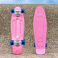 VICI Cruiser Skateboard – Lightweight & Durable with Non-Slip Deck – 22in or 27in [Optional Helmet + Pads] (Skateboard Only, 27in Pink + Blue)