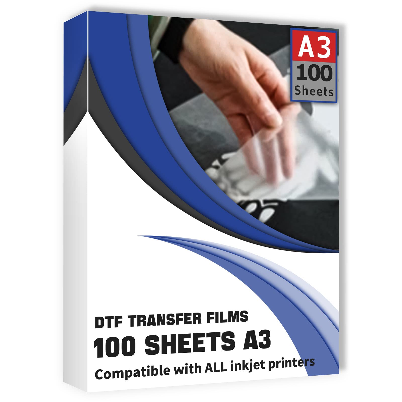 Cliseve DTF Transfer Film ，100 Sheets DTF Transfer Film Paper A3 (11.7" x 16.5") for Epson Inkjet Printer DTG Printer Direct Print On T Shirts Textile