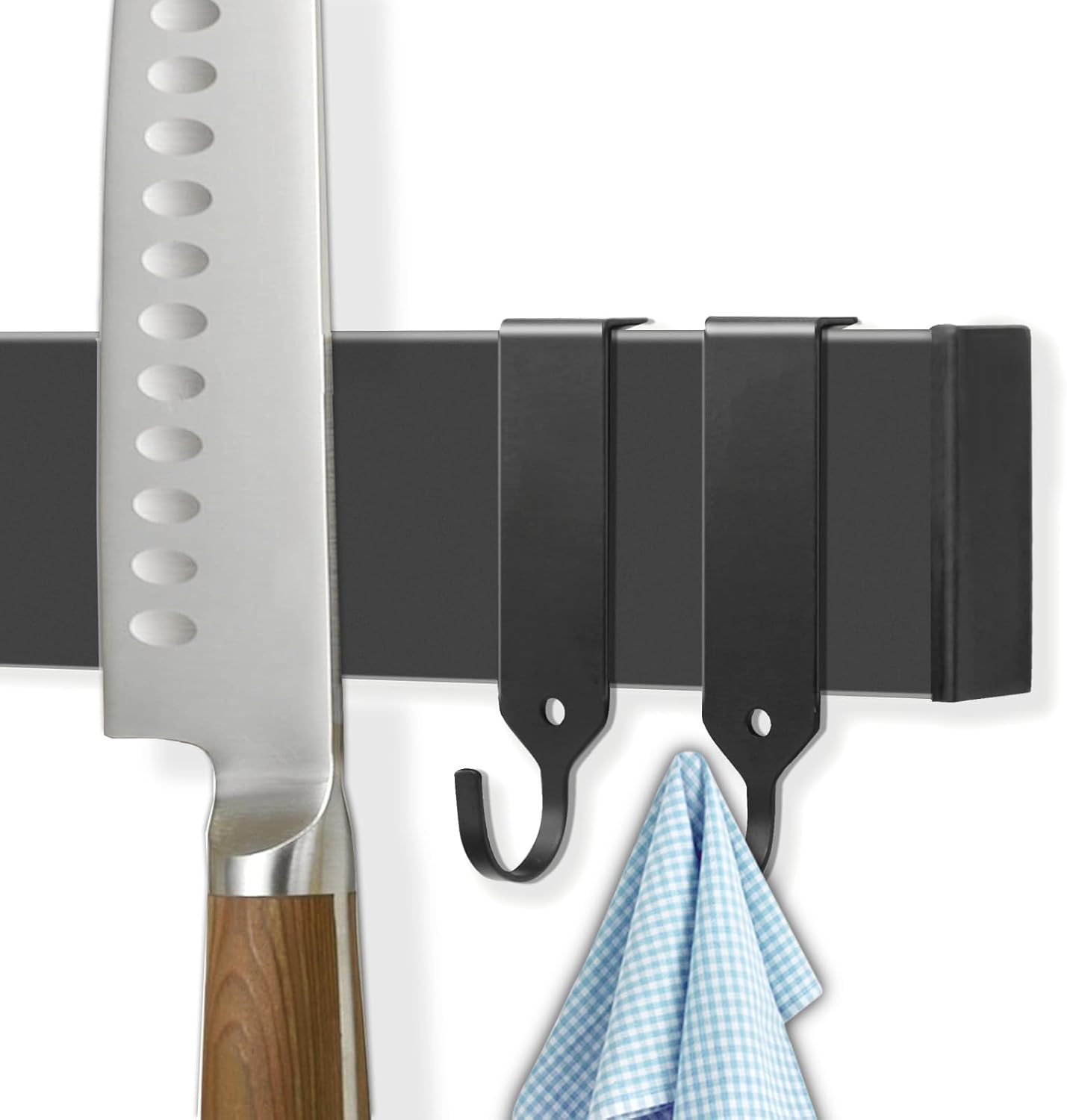 Magnetic Knife Block Stand Without Knives 18 Inch Black Stainless Steel Double Sided Home Kitchen Organizer Storage Knife Holder Board with Strong Magnets