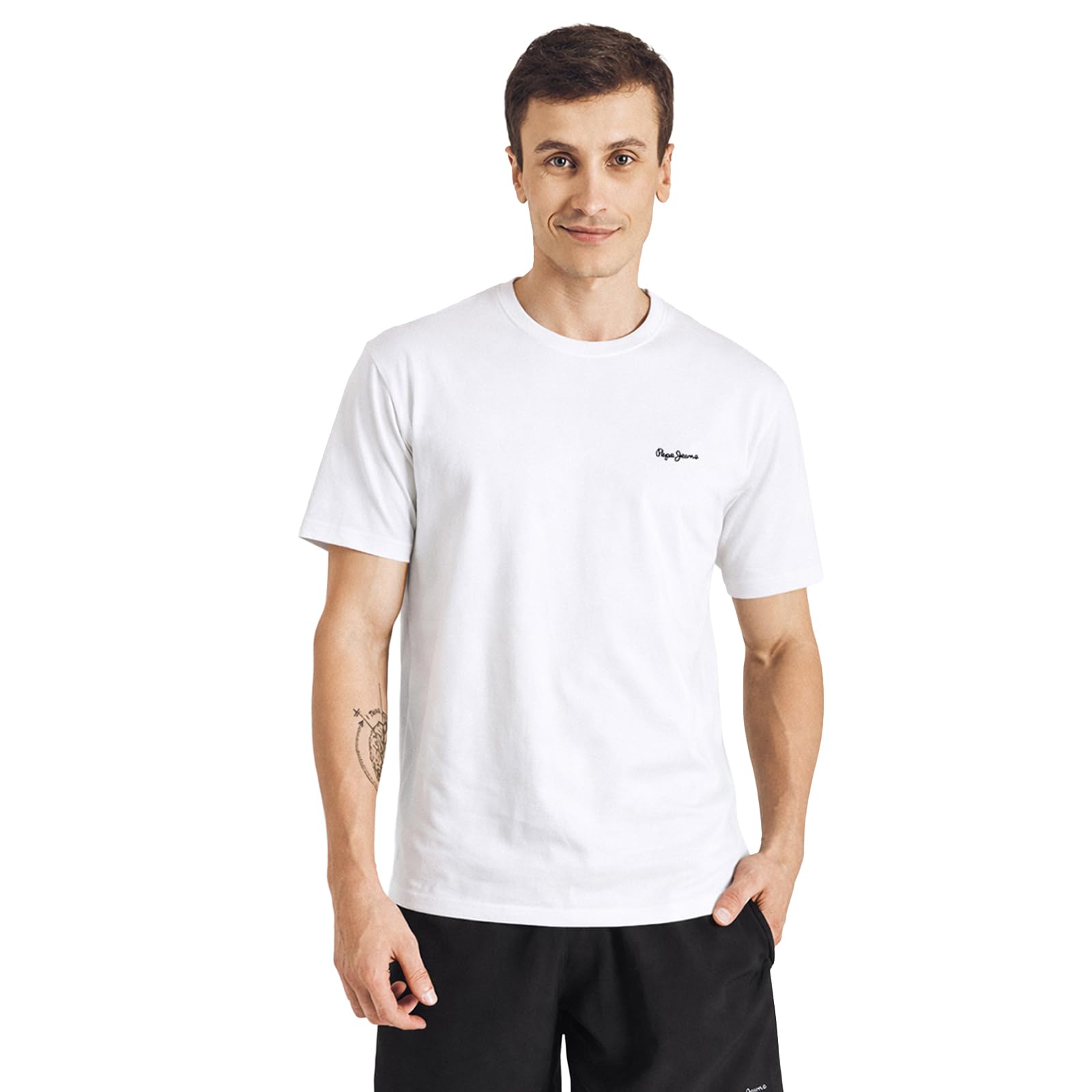 pepe jeans Men's Solid 100% Cotton Regular Fit T-Shirt | Classic Everyday Basic Tee for Casual Soft Breathable Cotton Fabric | Round Neck | Short Sleeves | Comfortable All-Day Wear-picture-11