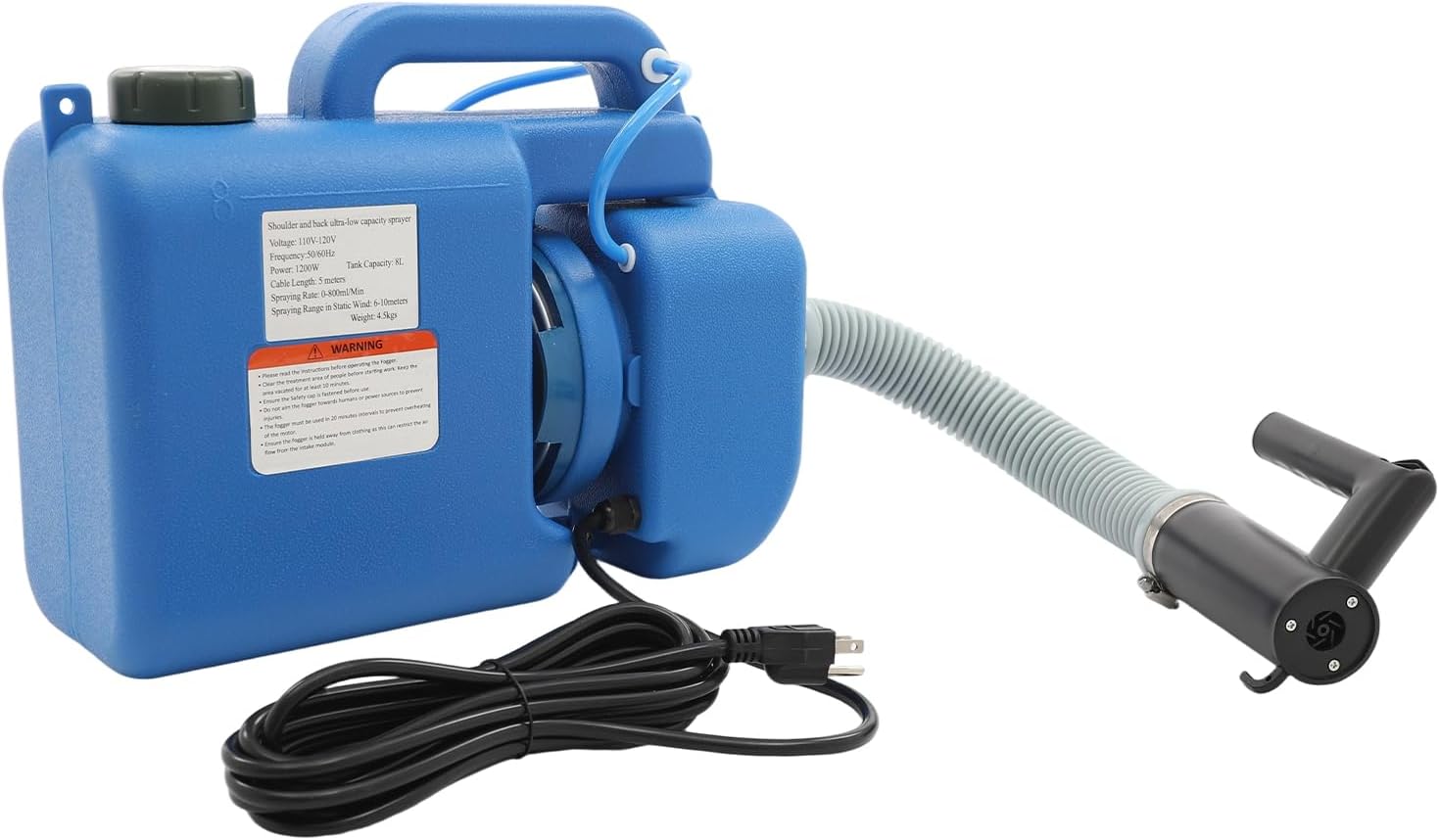 8L/2 Gallon Electric ULV Cold Fogger Machine Portable Fogger Sprayer Machine Ultra-Low Volume Mist Atomizer Sprayer with Adjustable Spray Size for Home Indoor Outdoor Public