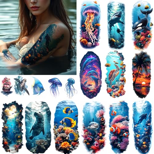 Tazimi Temporary Tattoo for Women Men 12 Sheets Realistic Half Ar...