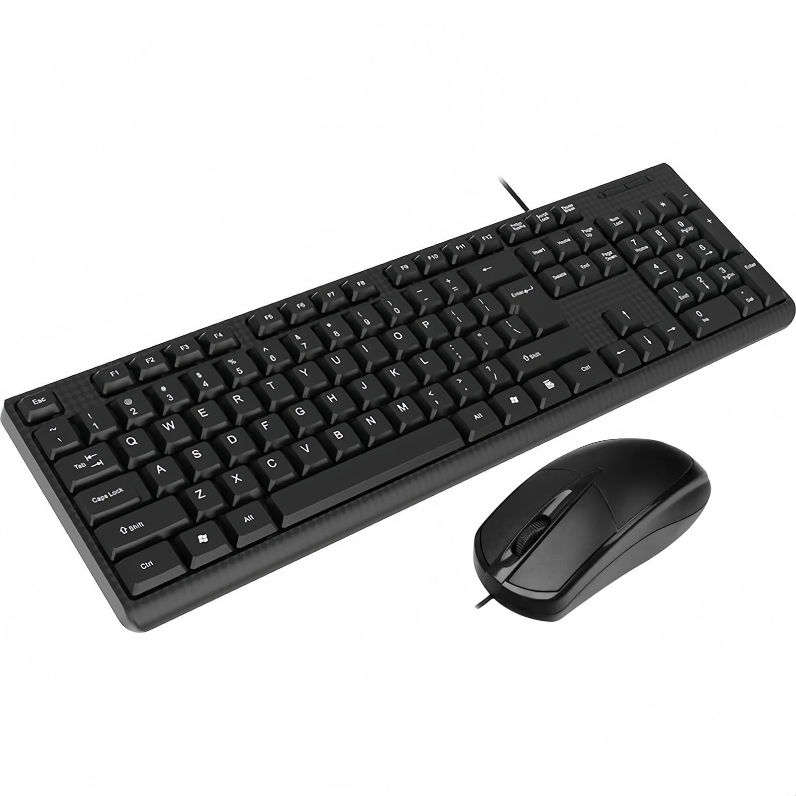 Wired Keyboard and Mouse Combo, Full-Sized Ergonomic Computer Keyboard and Optical Wired Mouse for Windows, Mac OS Desktop/Laptop/PC-Black