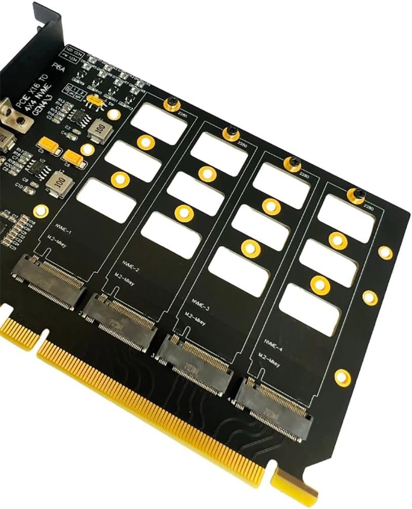 PCI-E 4.0 4x4 to M.2 4-Bays Expansion Card for M.2 NVMe Solid State Drive 2242 2260 2280 SSD PCIe X16 4.0 Gen 4 Adapter Card