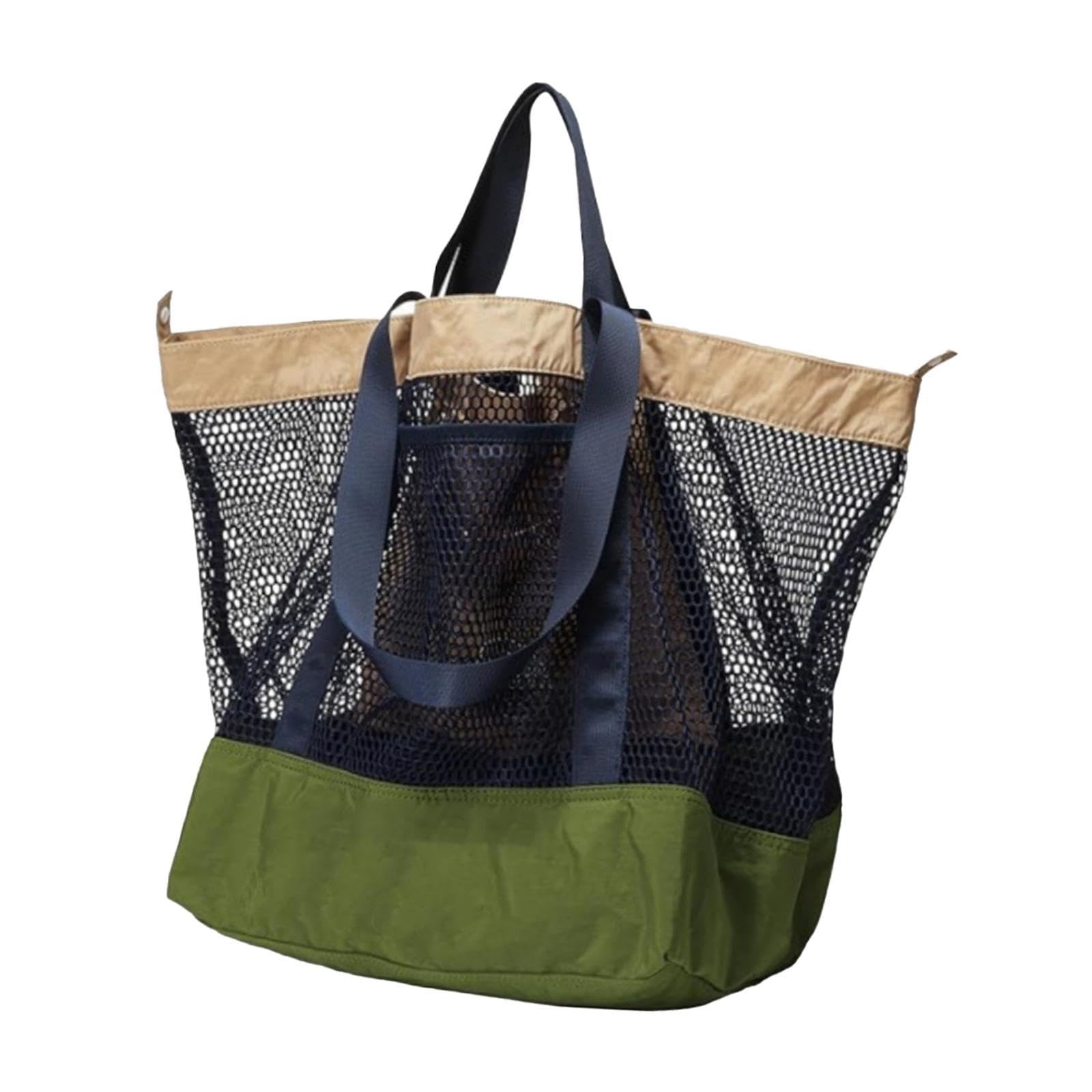 Colcolo Grand Sac de Plage en Maille, fourre-Tout de Plage, Portable, décontracté, résistant au Sable, Sac à Main de, à bandoulière pour Le Shopping, Vert