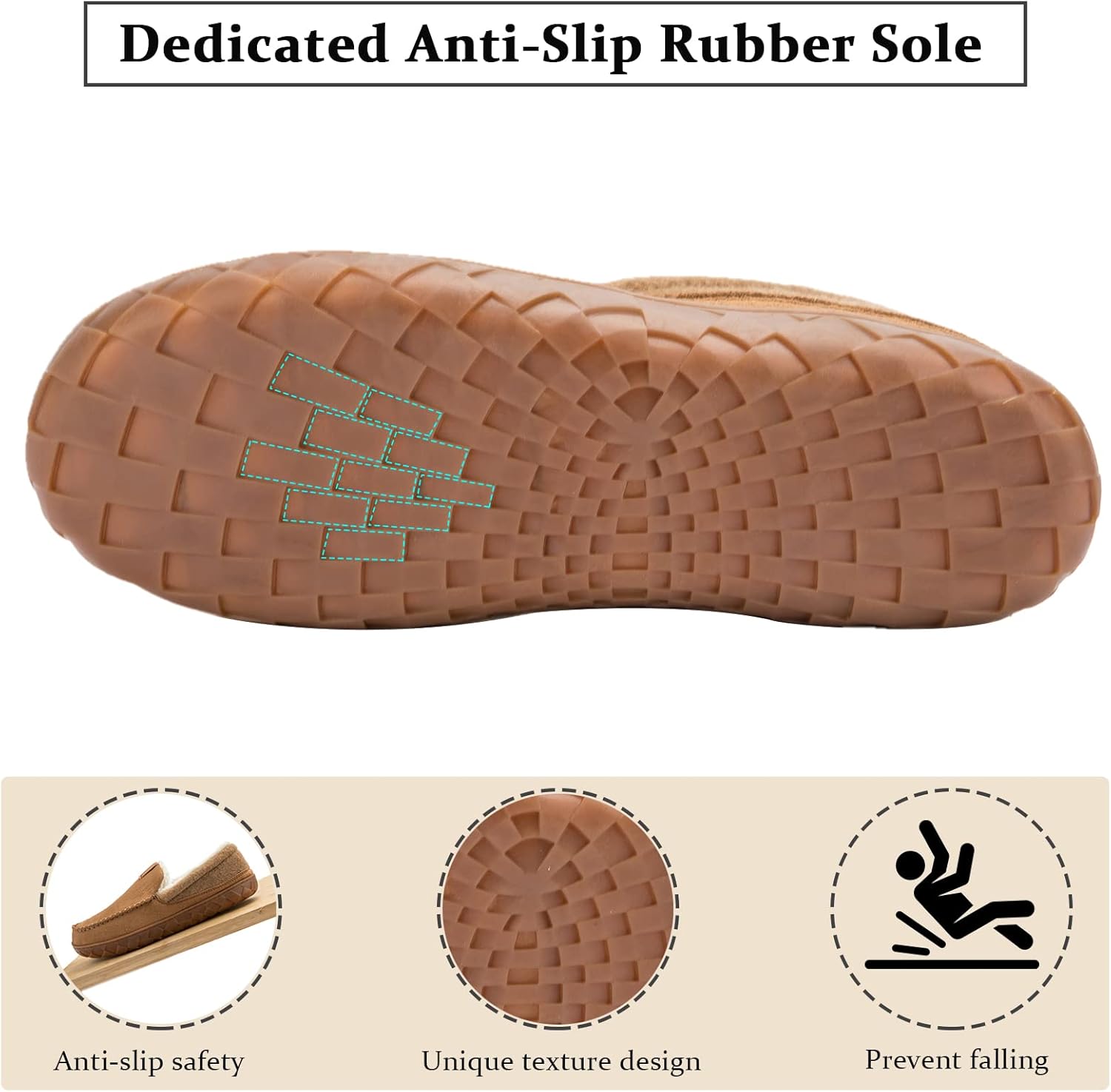 Men's Moccasin House Slippers Cozy Memory Foam Bedroom Slippers Indoor Outdoor Non-slip Suede Slipper Plush Lining Size 10, Brown - Image 4